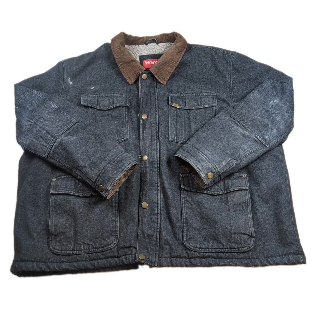 WRANGLER Men's 4XL Work Chore Jacket Sherpa Lined RN 15101 Heavy Duty Dbl Elbow